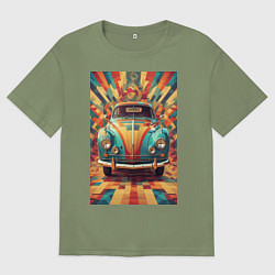 Мужская футболка оверсайз Ретро машина в ярких цветах