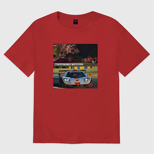 Мужская футболка оверсайз Frank Ocean - McLaren F1 GTR Longtail / Красный – фото 1