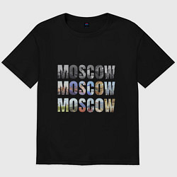 Футболка оверсайз мужская Moscow - Москва, цвет: черный