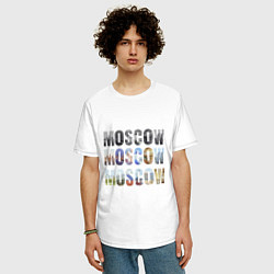 Футболка оверсайз мужская Moscow - Москва, цвет: белый — фото 2