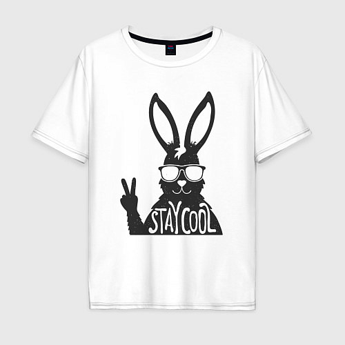 Мужская футболка оверсайз Stay cool rabbit / Белый – фото 1