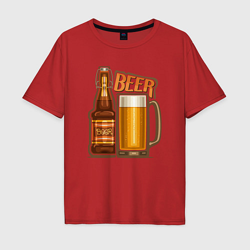 Мужская футболка оверсайз Light beer / Красный – фото 1
