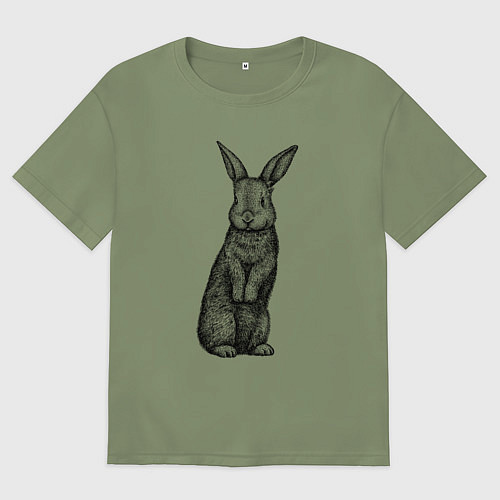 Мужская футболка оверсайз Кролик стоит / Авокадо – фото 1