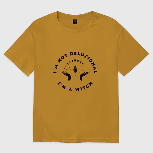Мужская футболка оверсайз Надпись Я ведьма / Горчичный – фото 1