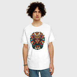 Футболка оверсайз мужская Индеец города ацтеков, цвет: белый — фото 2