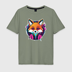 Мужская футболка оверсайз Neon fox