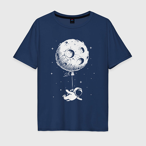Мужская футболка оверсайз Moon balloon / Тёмно-синий – фото 1