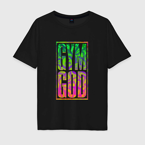 Мужская футболка оверсайз Gym god / Черный – фото 1