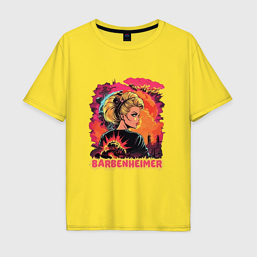 Мужская футболка оверсайз Barbenheimer Barbie Oppenheimer / Желтый – фото 1