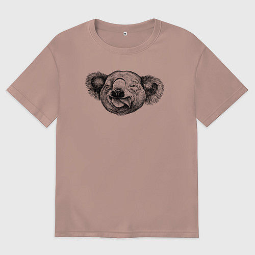 Мужская футболка оверсайз Коала голова / Пыльно-розовый – фото 1