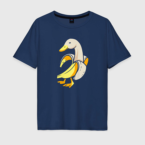 Мужская футболка оверсайз Банановый гусь / Тёмно-синий – фото 1