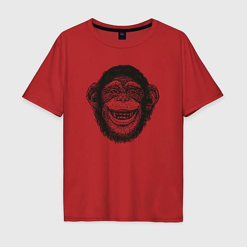 Мужская футболка оверсайз Smile monkey / Красный – фото 1