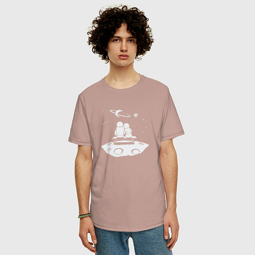 Мужская футболка оверсайз Space love / Пыльно-розовый – фото 3