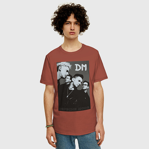 Мужская футболка оверсайз Depeche Mode 90 Violator / Кирпичный – фото 3