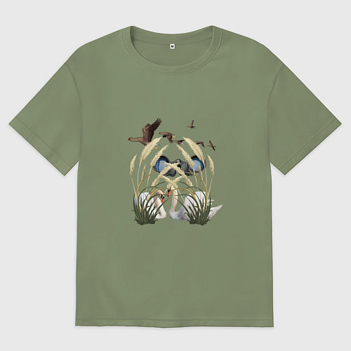 Мужская футболка оверсайз Наблюдение за птицами / Авокадо – фото 1