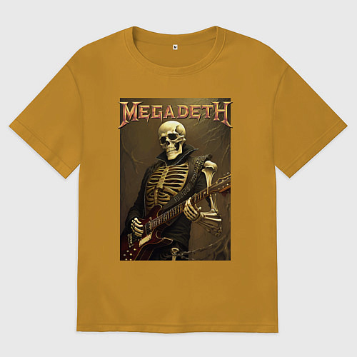 Мужская футболка оверсайз Megadeth - skeleton - heavy metal / Горчичный – фото 1