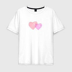 Мужская футболка оверсайз Два розовых сердца
