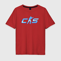 Футболка оверсайз мужская CS2 blue logo, цвет: красный