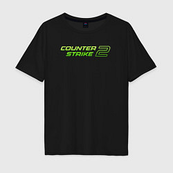 Футболка оверсайз мужская Counter strike 2 green logo, цвет: черный