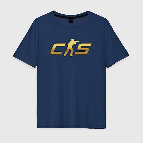 Мужская футболка оверсайз CS 2 gold logo / Тёмно-синий – фото 1