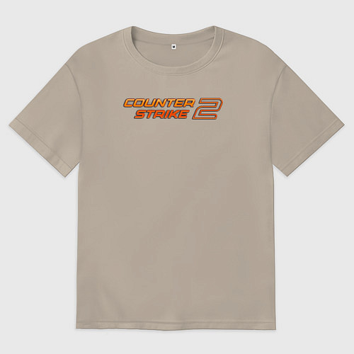 Мужская футболка оверсайз Counter strike 2 orange logo / Миндальный – фото 1