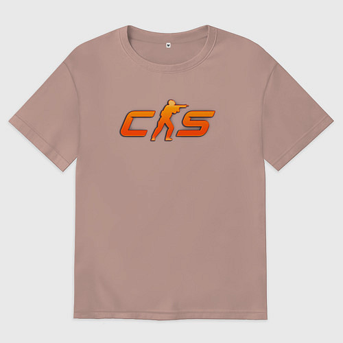 Мужская футболка оверсайз CS 2 orange logo / Пыльно-розовый – фото 1