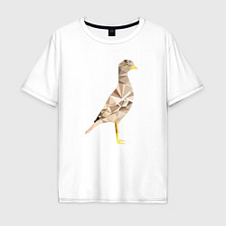 Футболка оверсайз мужская Авдотка птица в стиле Low Poly, цвет: белый