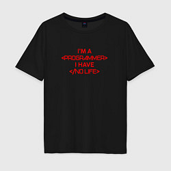 Футболка оверсайз мужская Im programmer I have no life, цвет: черный