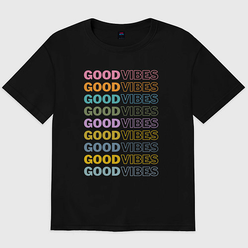Мужская футболка оверсайз Good vibes / Черный – фото 1