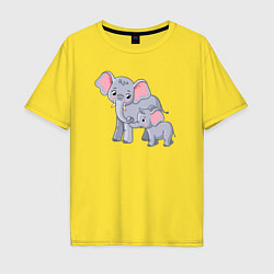 Мужская футболка оверсайз Elephants family