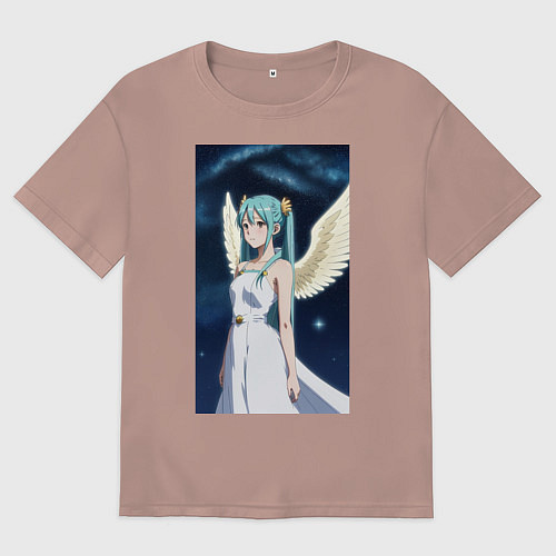 Мужская футболка оверсайз Аниме девушка ангел / Пыльно-розовый – фото 1