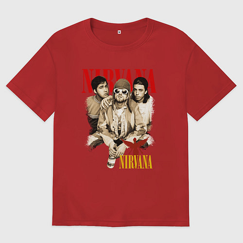 Мужская футболка оверсайз Nirvana rock band / Красный – фото 1