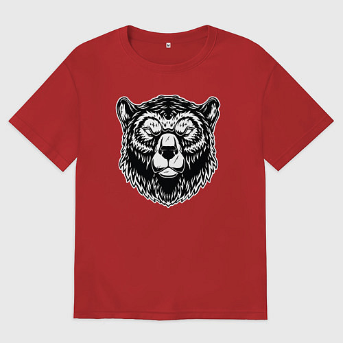 Мужская футболка оверсайз Медвежья голова / Красный – фото 1