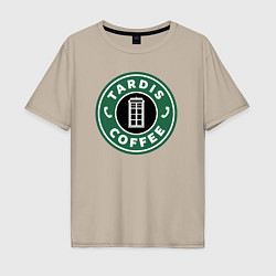 Мужская футболка оверсайз Tardis coffee