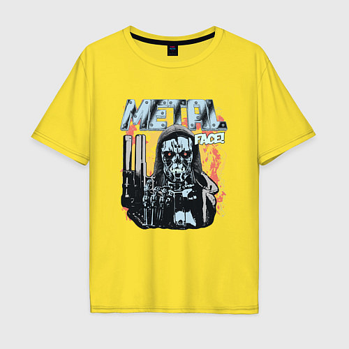 Мужская футболка оверсайз Терминатор - metal face / Желтый – фото 1