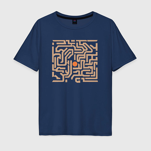 Мужская футболка оверсайз Лабиринт- головоломка цель / Тёмно-синий – фото 1