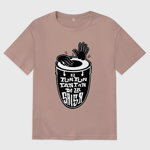 Мужская футболка оверсайз Конгас барабан танец De la salsa / Пыльно-розовый – фото 1