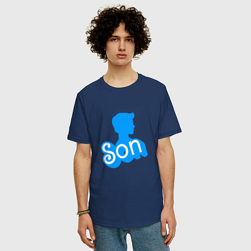 Мужская футболка оверсайз Сын - силуэт Кена / Тёмно-синий – фото 3