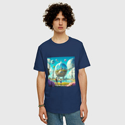 Футболка оверсайз мужская Счастливый мир будущего, цвет: тёмно-синий — фото 2