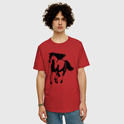 Футболка оверсайз мужская Лошадь скачет, цвет: красный — фото 2