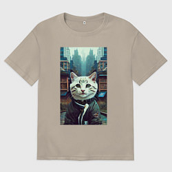 Футболка оверсайз мужская A street kitten is a resident of a metropolis, цвет: миндальный