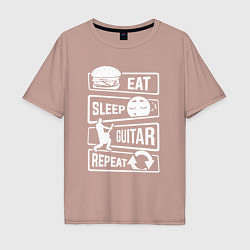 Футболка оверсайз мужская Eat sleep guitar, цвет: пыльно-розовый