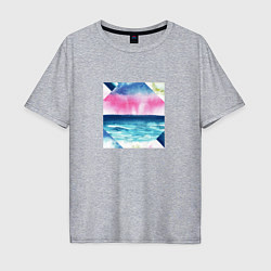 Футболка оверсайз мужская Абстрактное море закат рассвет, цвет: меланж