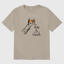 Футболка оверсайз мужская Time to drink, цвет: миндальный