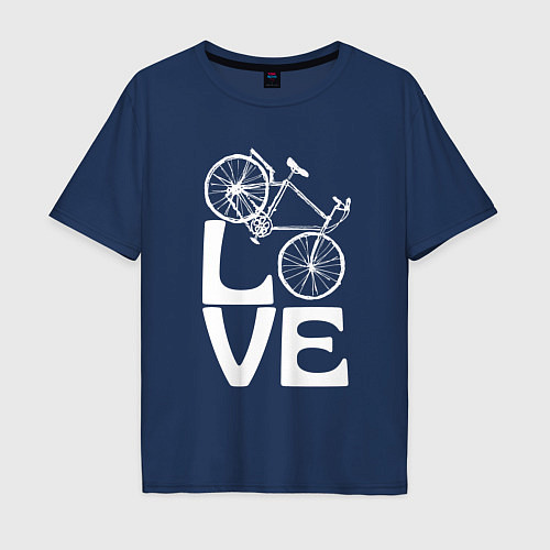 Мужская футболка оверсайз Любовь велосипедиста / Тёмно-синий – фото 1