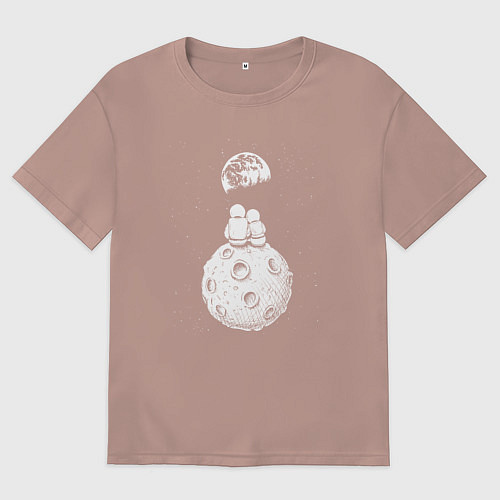 Мужская футболка оверсайз Love in space / Пыльно-розовый – фото 1