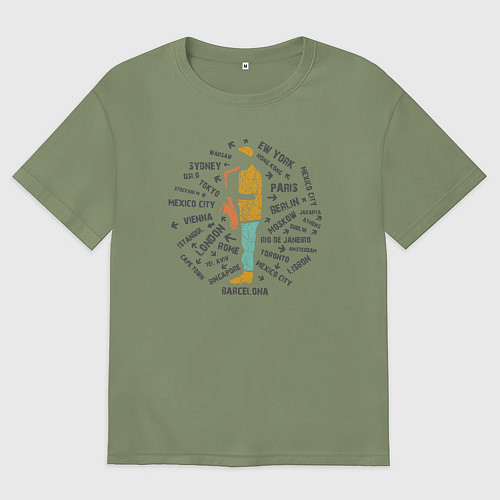 Мужская футболка оверсайз Мир джаза / Авокадо – фото 1