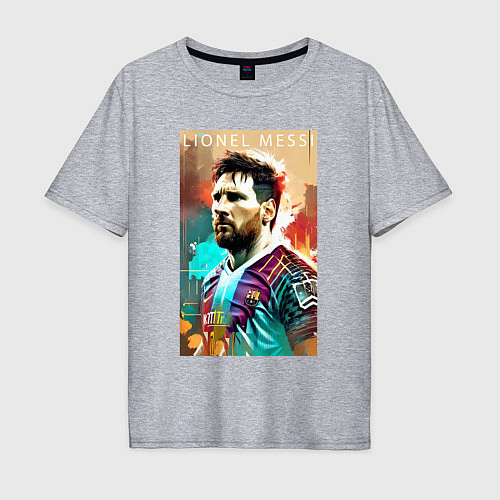 Мужская футболка оверсайз Lionel Messi - football - striker / Меланж – фото 1