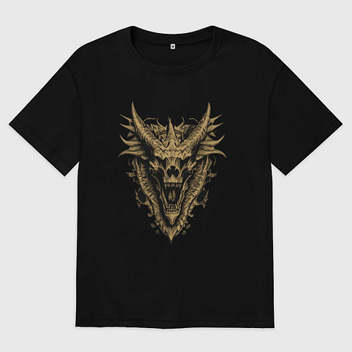 Мужская футболка оверсайз Череп монстра / Черный – фото 1