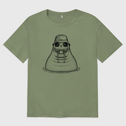 Мужская футболка оверсайз Морж в панаме